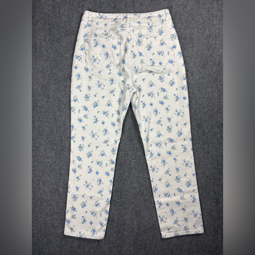 ASOS Design Blue Floral Print Straight Leg Jeans White Cottagecore Women’s US 8 - Picture 2 of 7